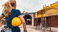A female construction worker at a job site